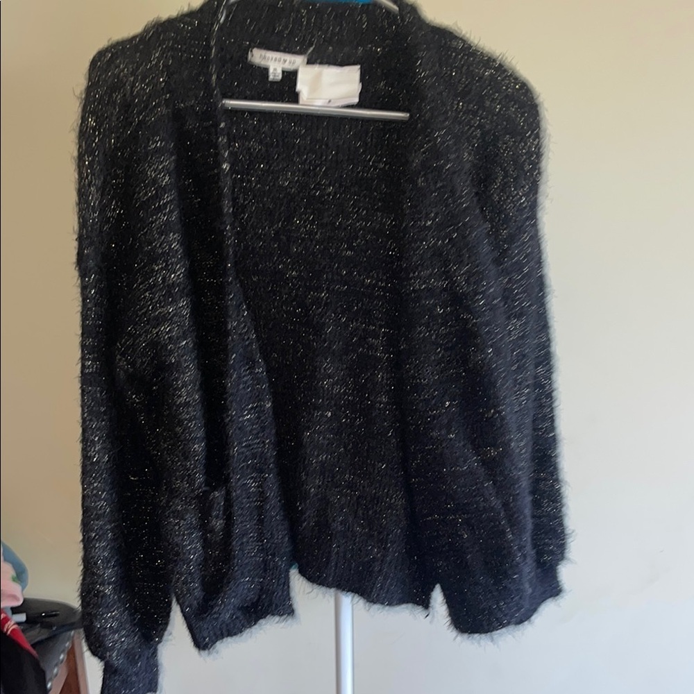 Hooked Up  Black Shimmer Cardigan
